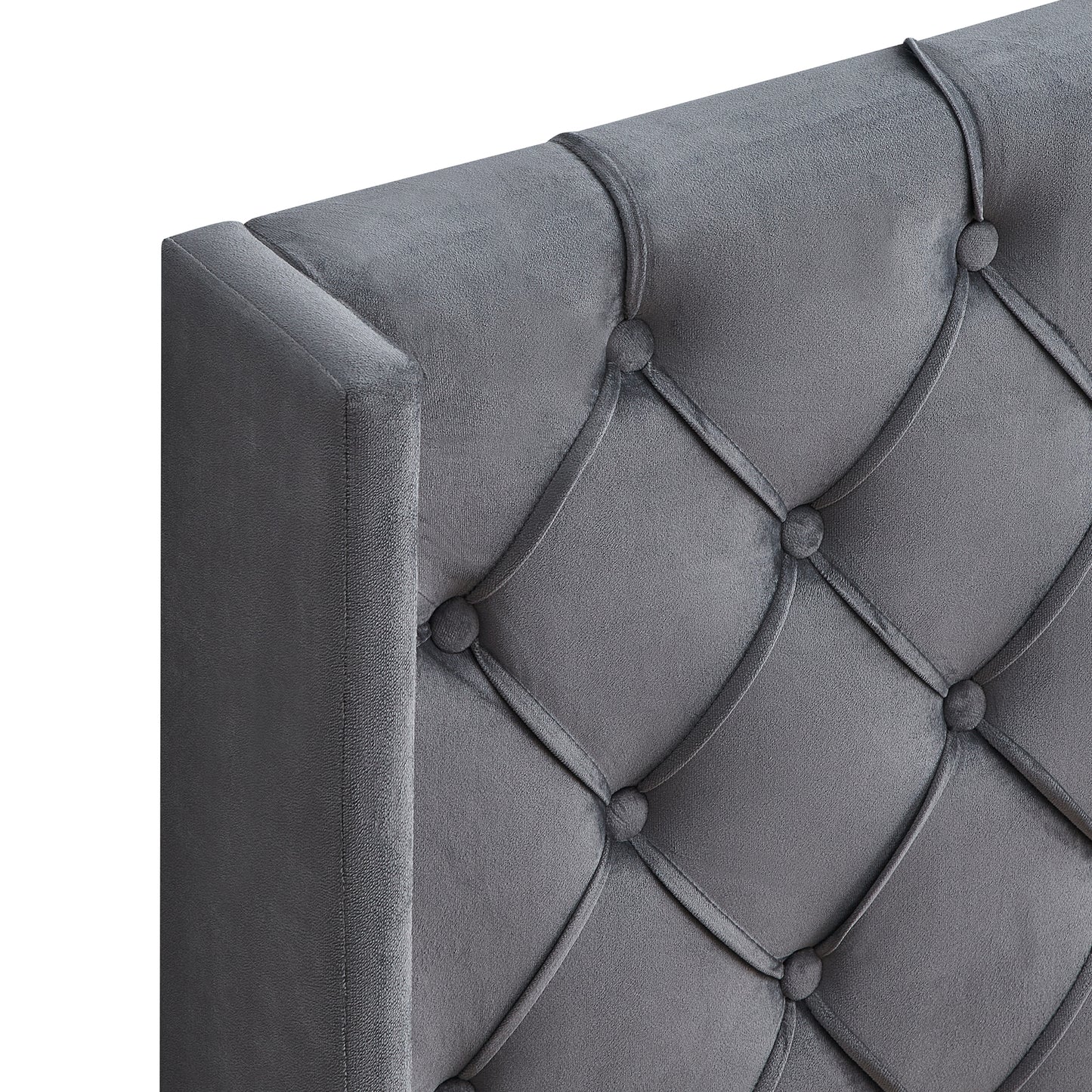 EleganceRest Velvet Winged Queen Bed