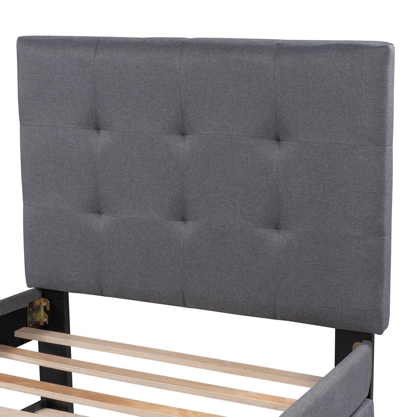 Dreamscape Twin Linen Upholstered Platform Bed with Headboard and Trundle