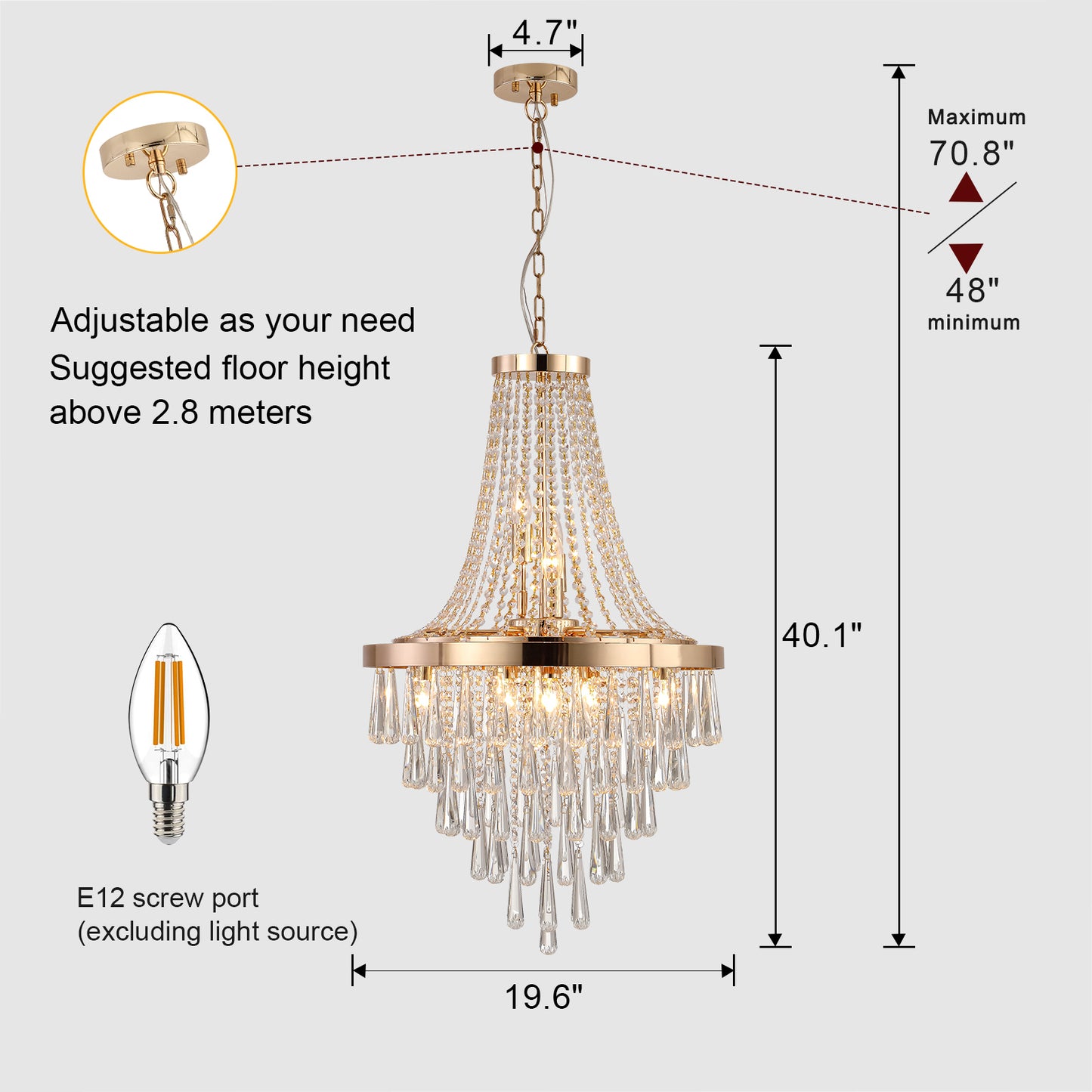 Golden Elegance: Exquisite Crystal Chandelier for Luxurious Living Spaces