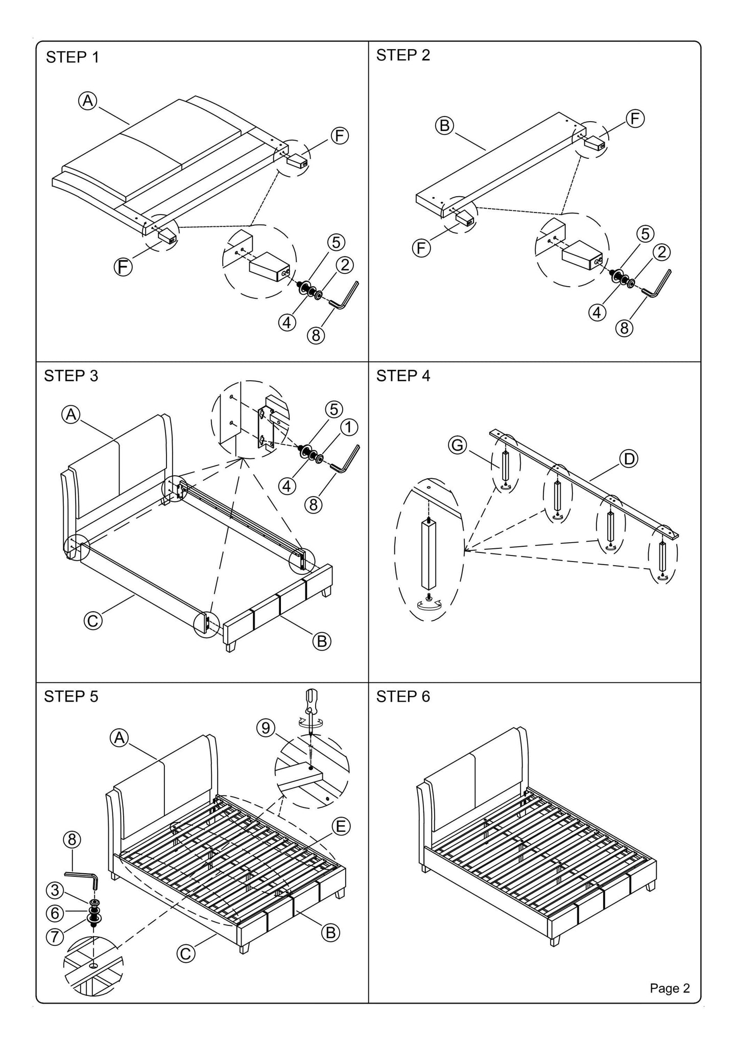Niki Faux Leather Upholstered Queen Size Bed - Brown