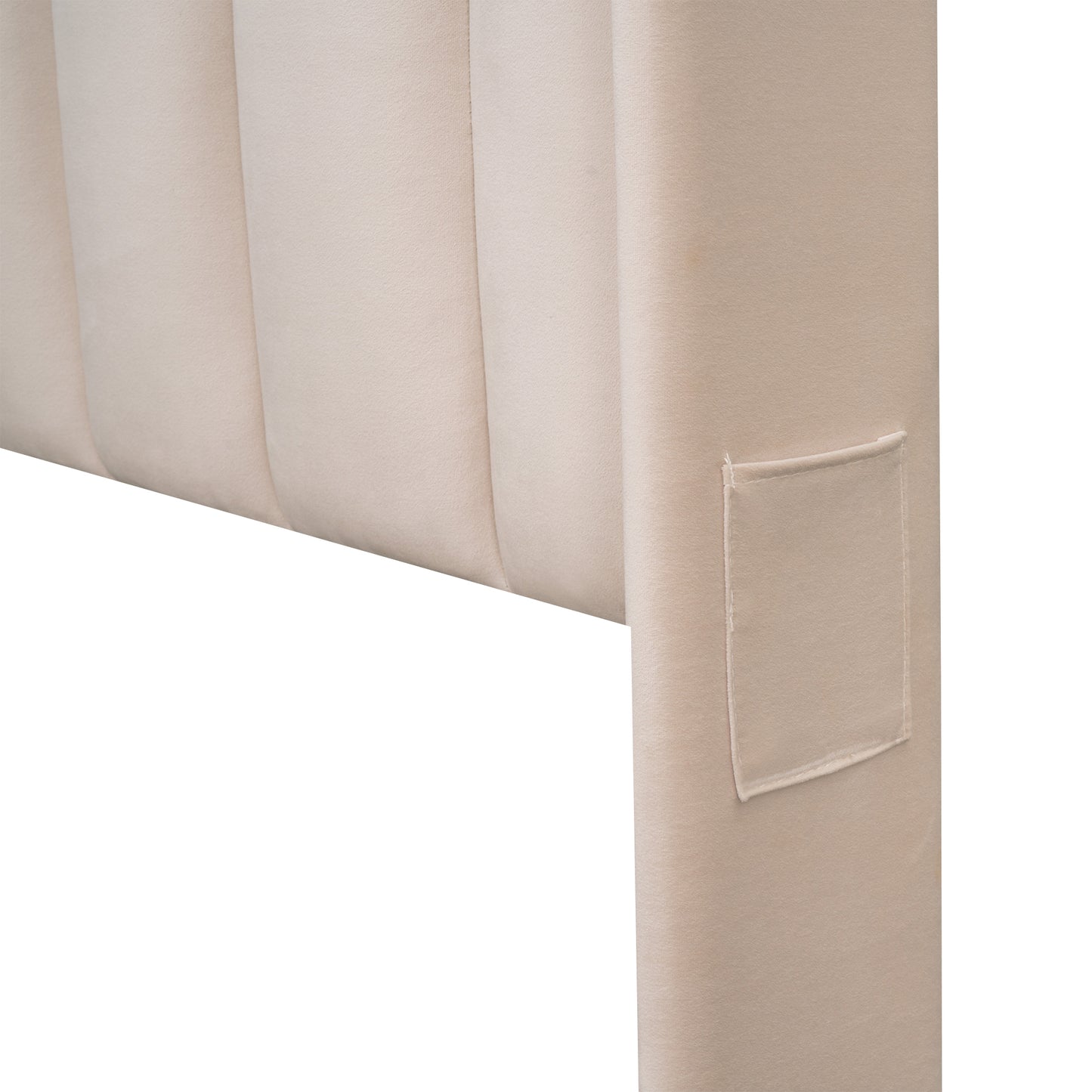 Shona Queen Size Velvet Platform Bed Frame - Beige
