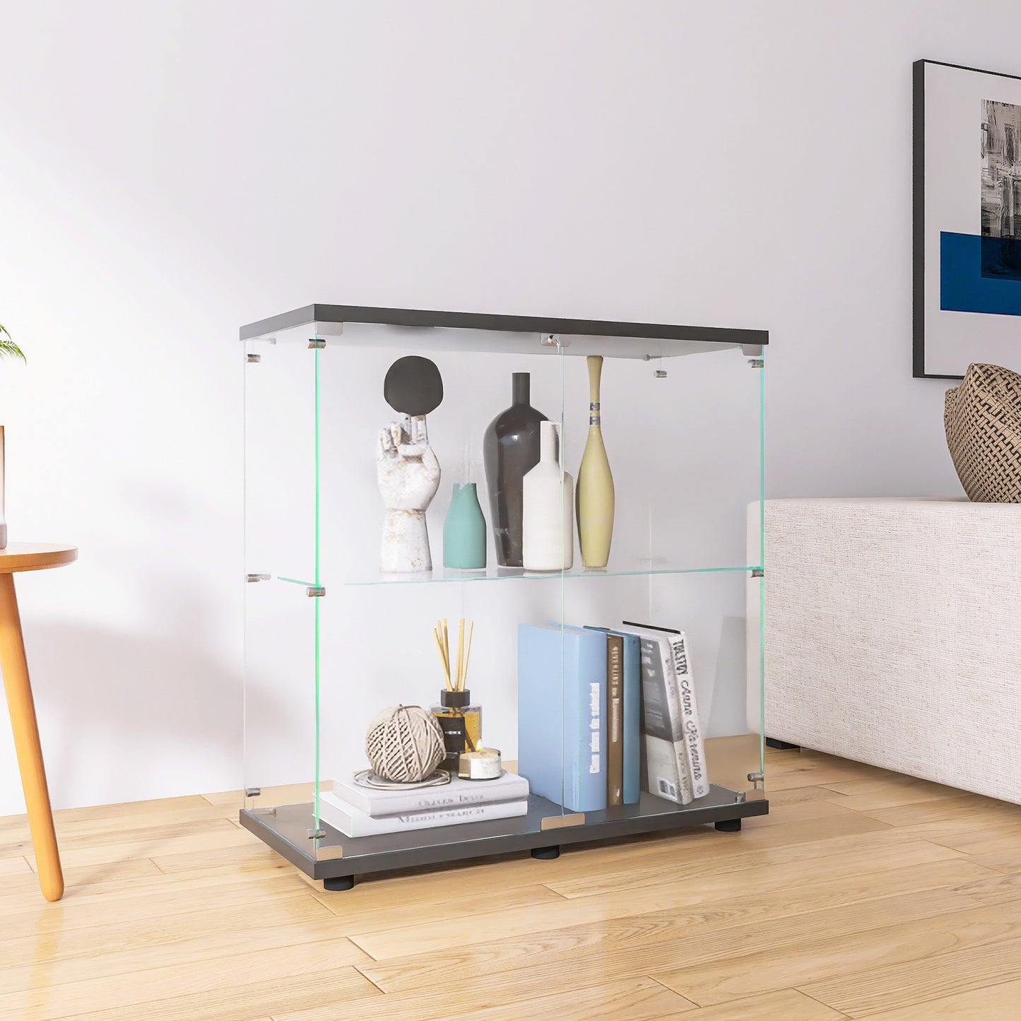 Glass Showcase Cabinet - Black