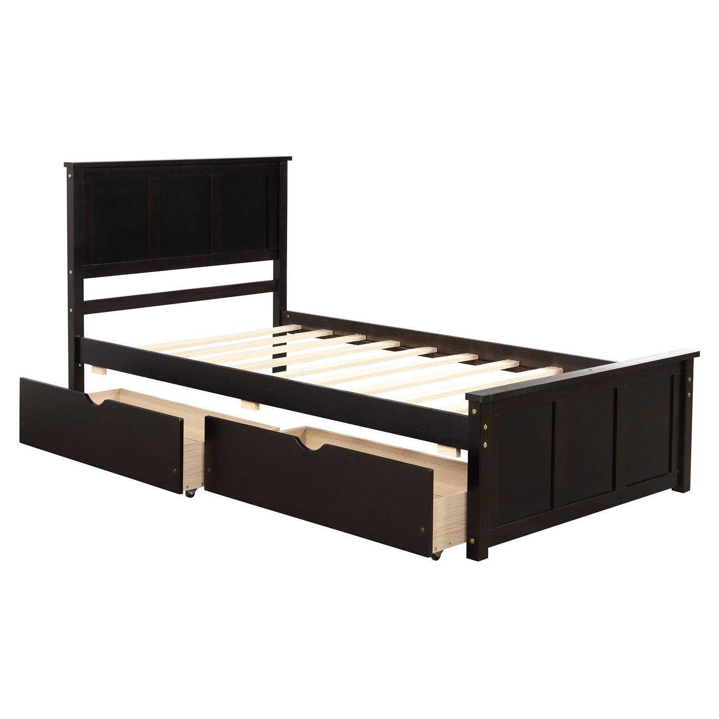 Iso Twin Size Platform Bed with 2 under-bed drawers - Espresso