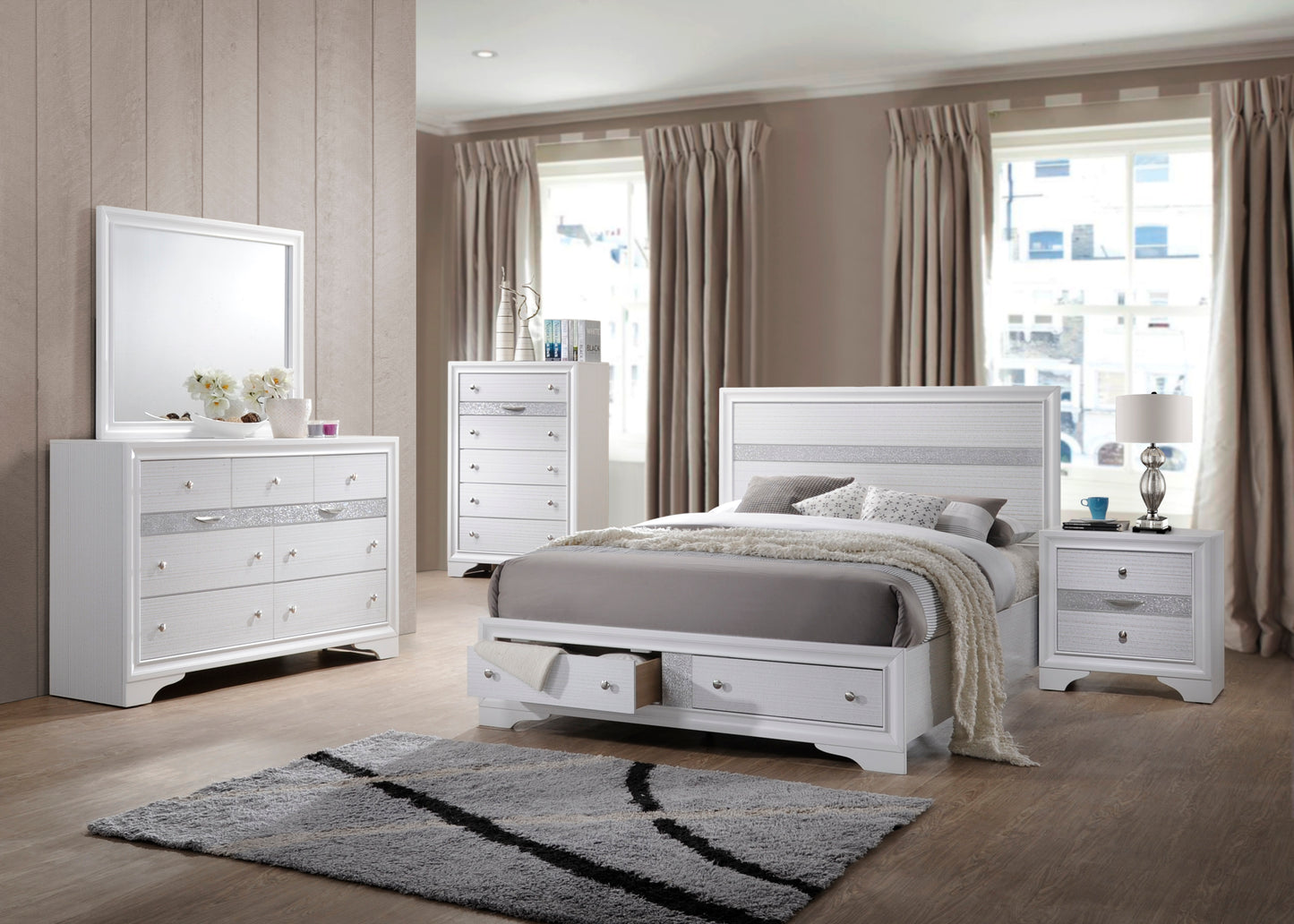 Matrix King Size Storage Bed - White