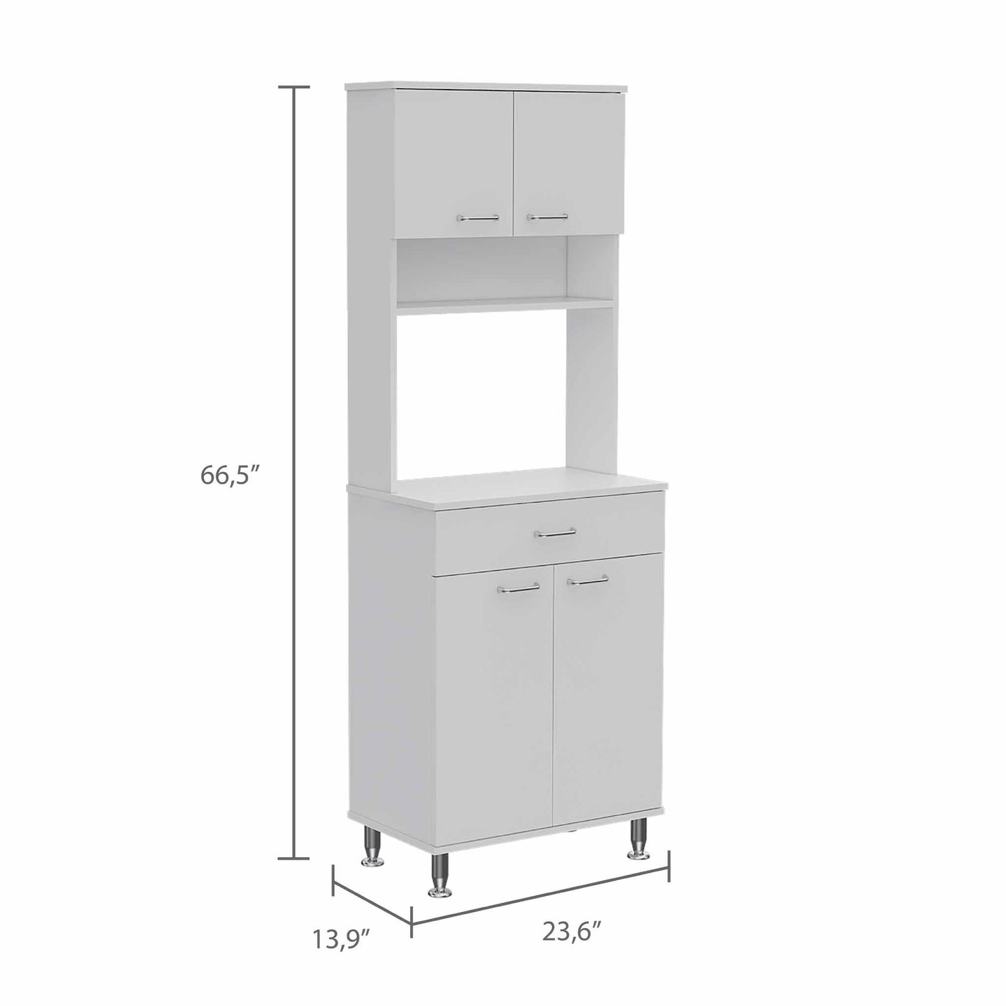 Santa 1-Drawer 1-Shelf Area Pantry with Adjustable Metal Legs - Black