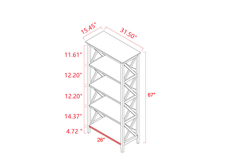 Bookshelf with Sturdy Solid Frame - White