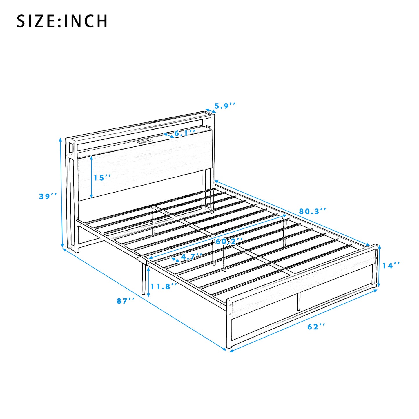 Jeern Queen Size Platform Bed Frame - Black