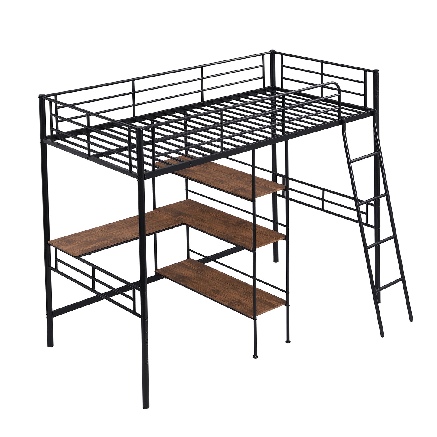 ElevateMax Twin Loft Bed with Desk and Shelves