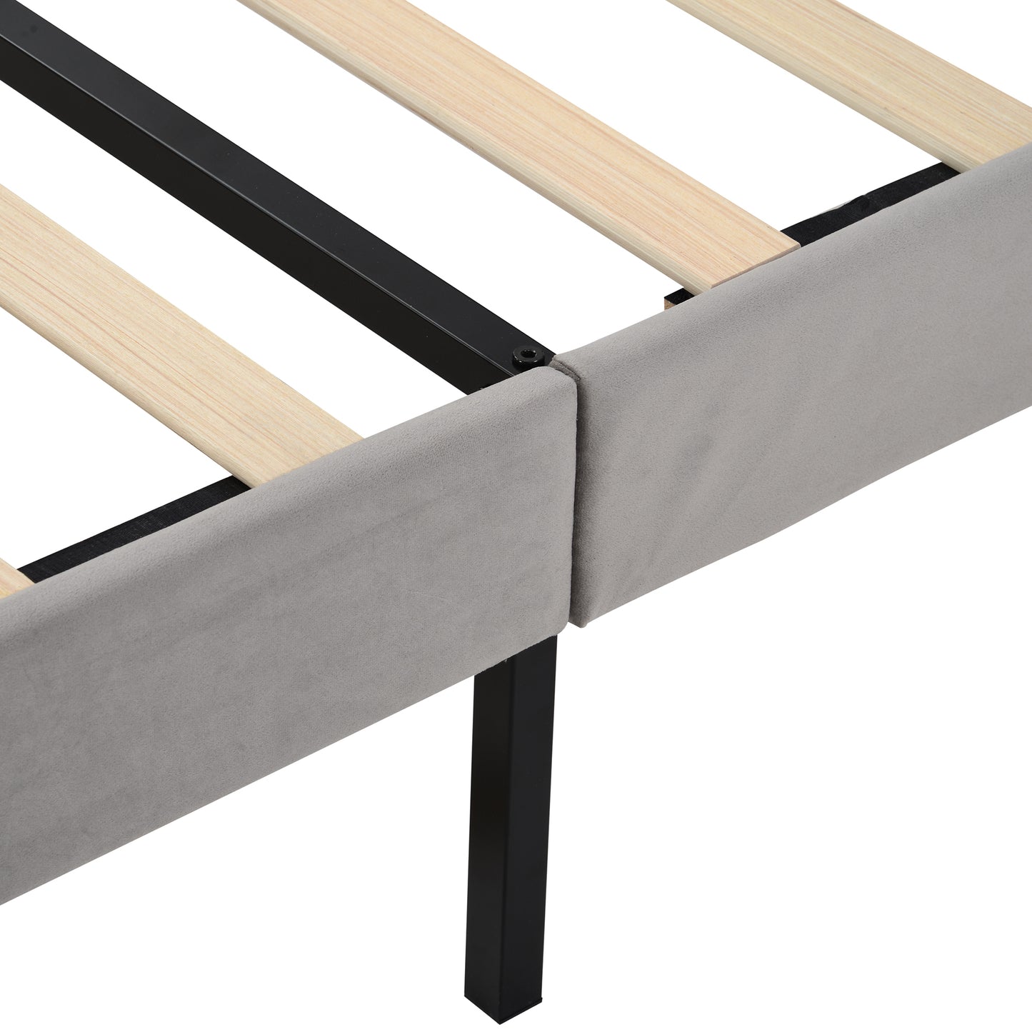 Xavier Queen Size Storage Bed Metal Platform Bed with Drawer - Gray