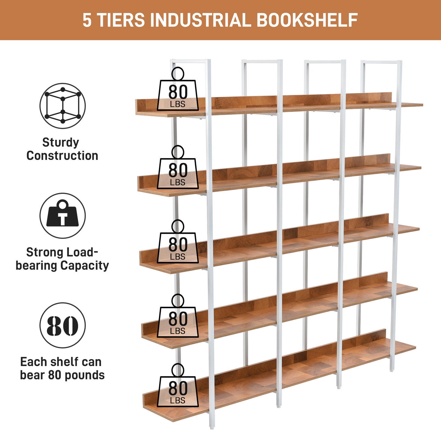 Vintage Industrial Style Shelf - Brown