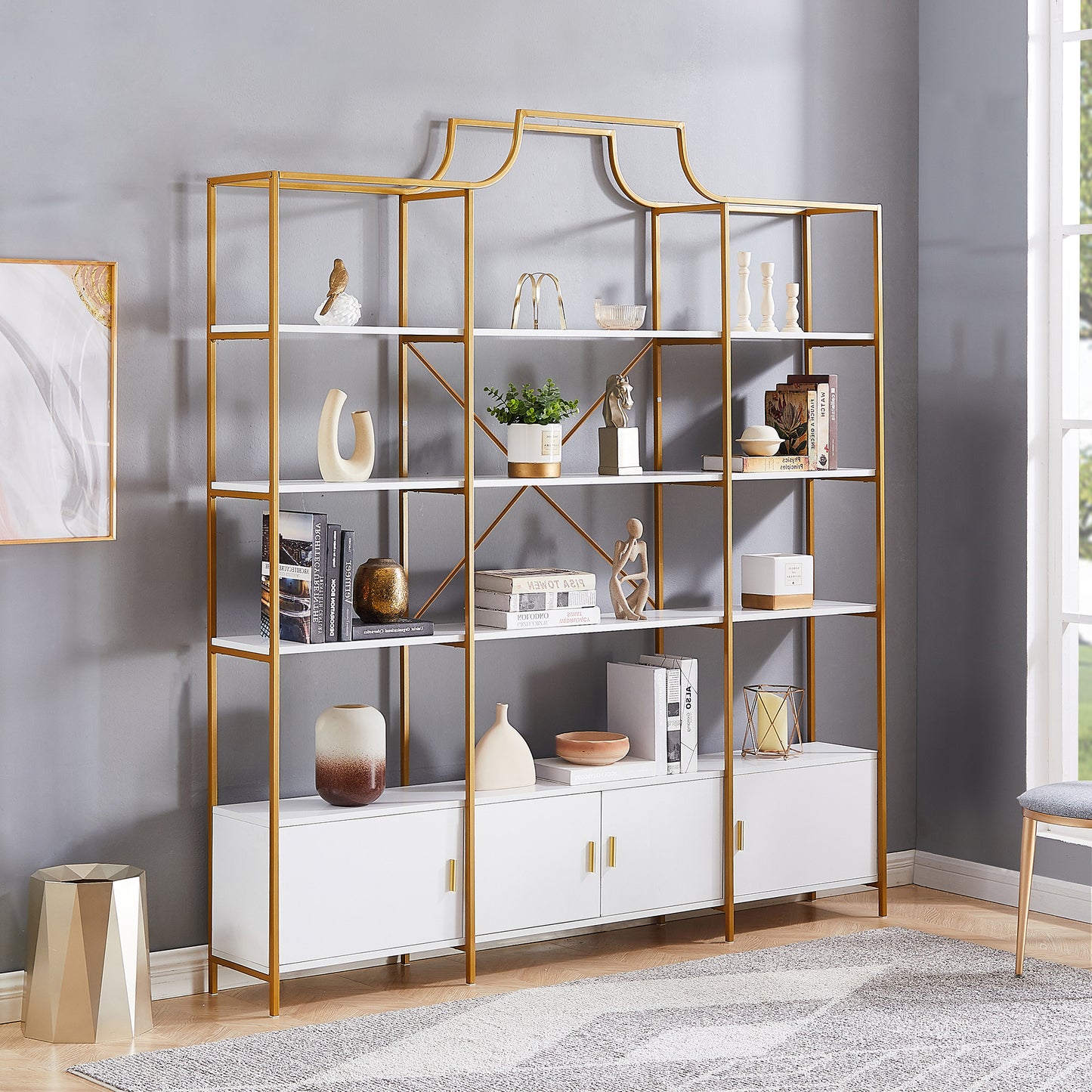 X Bar Gold Frame Bookcase