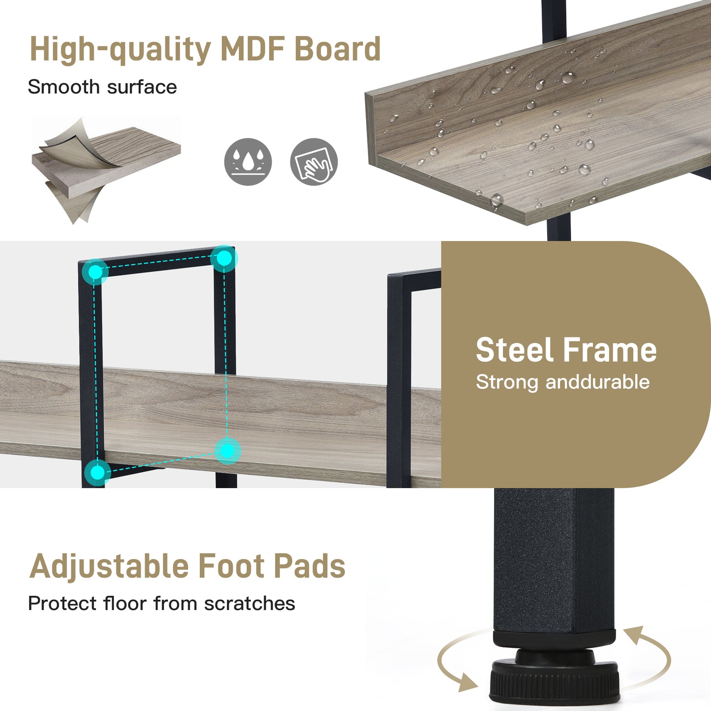 Vintage Metal Frame Bookshelf - Grey