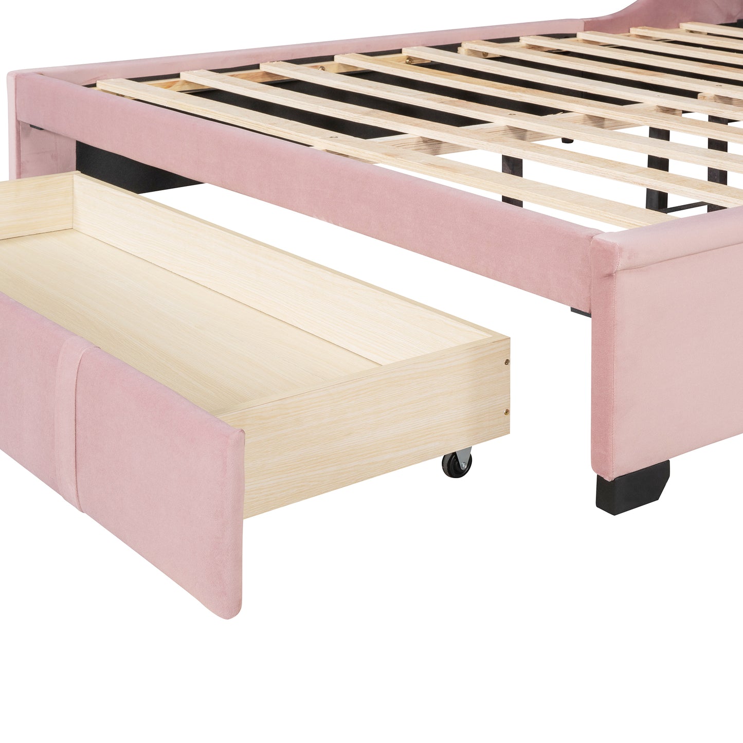 Regal Queen Size Velvet Storage Bed - Pink