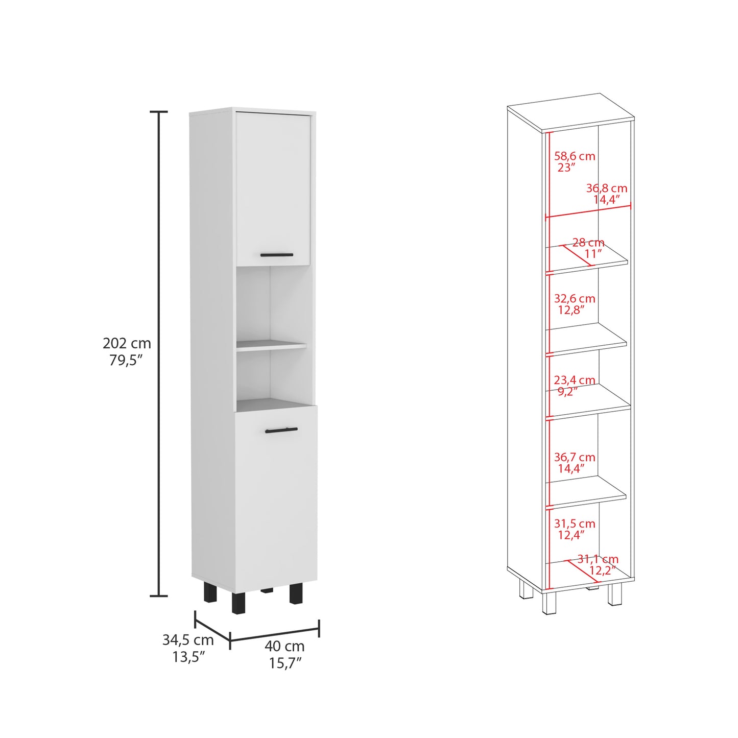 Hobart Pantry Two Cabinets -White