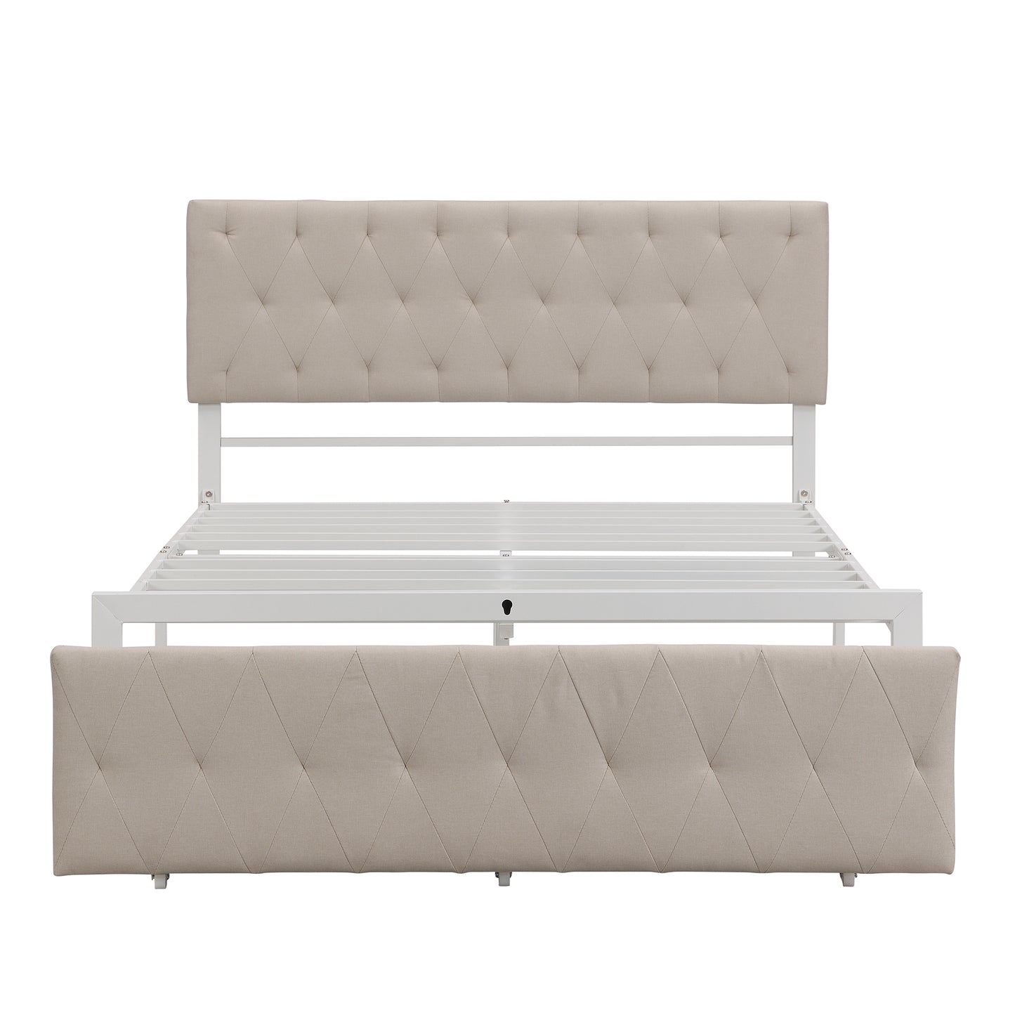 Apex Full Size Storage Bed Metal Platform Bed with Drawer - Beige