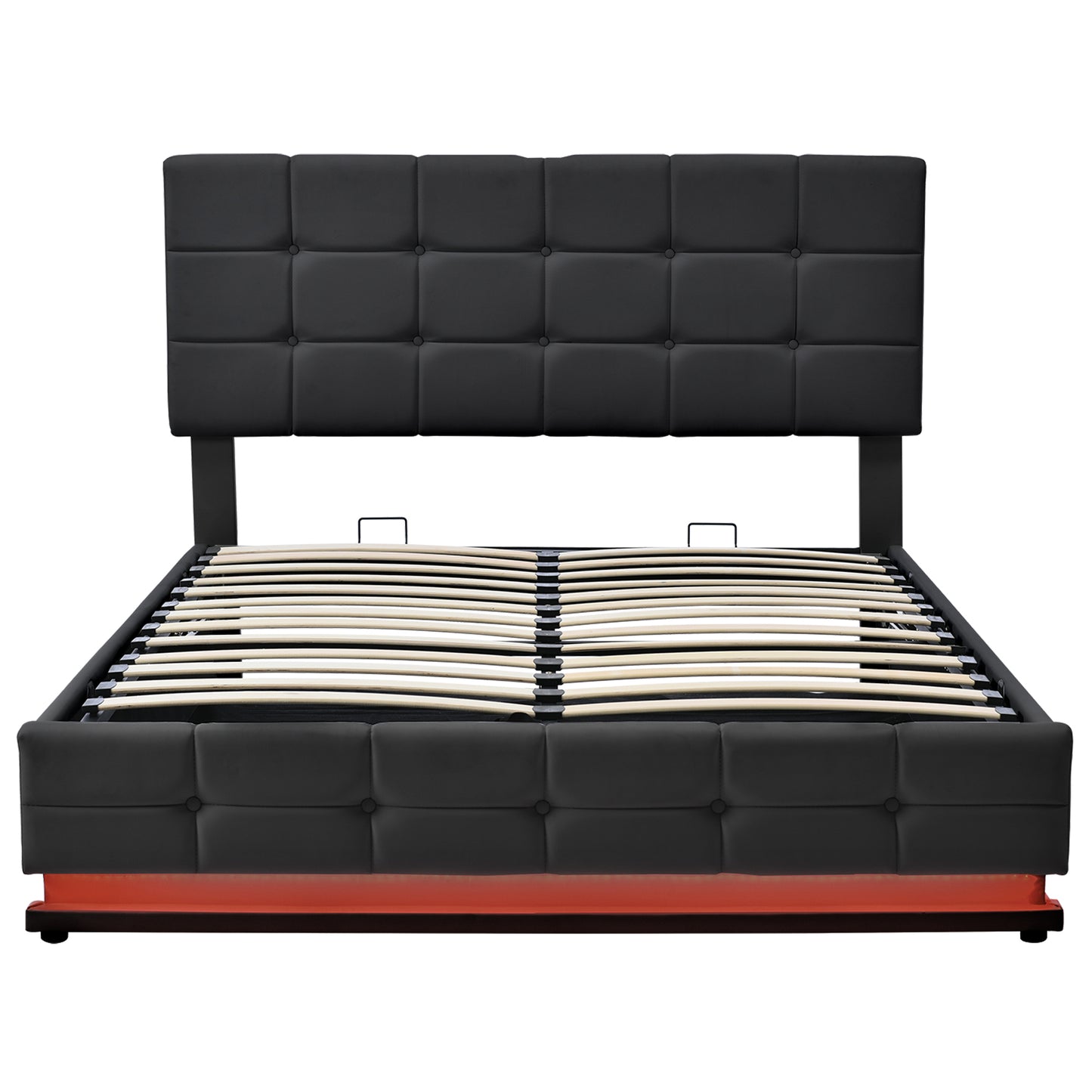 Luxury Dream Queen Bed with Smart Storage and LED Illumination - Black