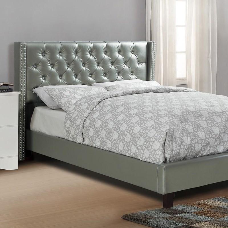 Tina Tufted Bed Frame Full Size - Silver