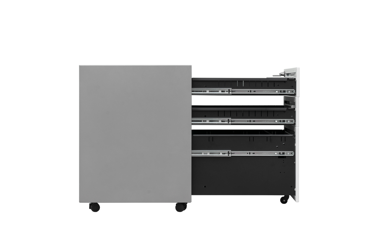 Compact 3 Drawer Mobile File Cabinet - White+Grey