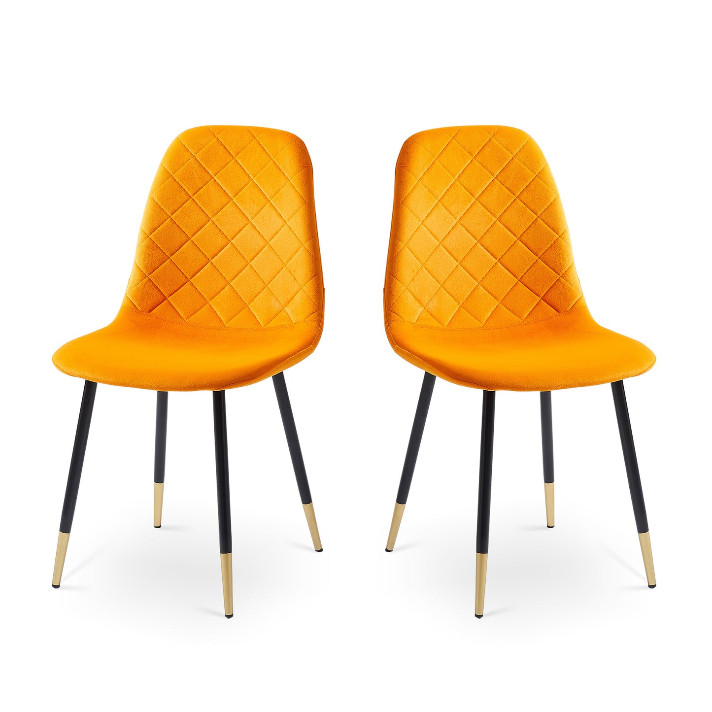 Lanita Velvet Dining Chairs w Golden Metal Leg (Set of 2) - Orange