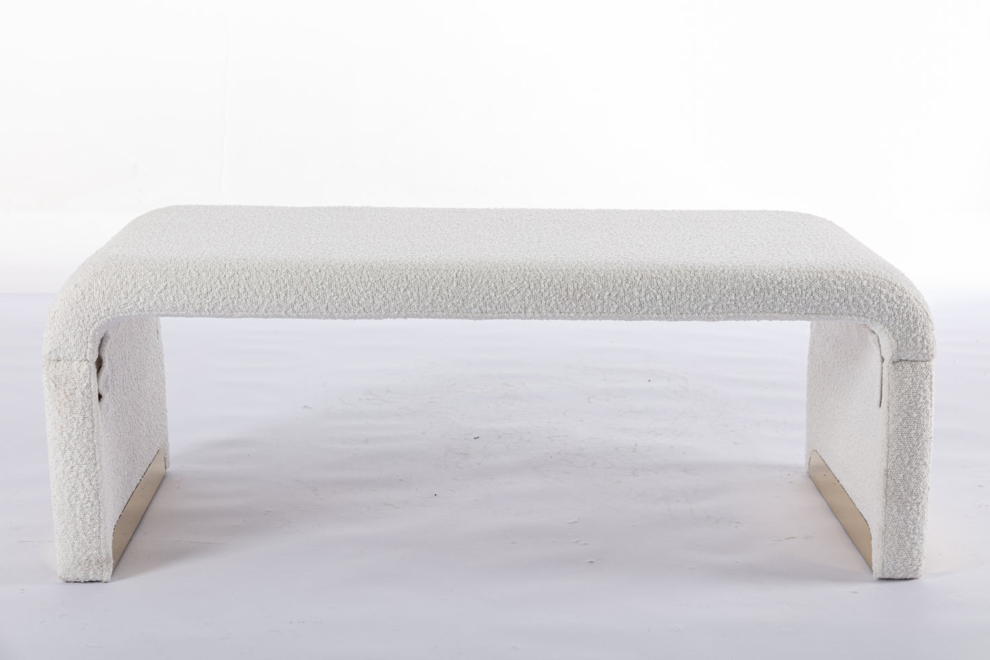 Boucle Fabric Ottoman - White