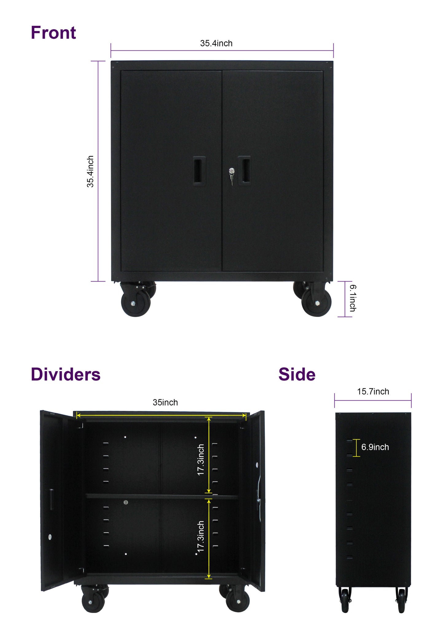 Secure Solution Storage Cabinet With 4 Wheels