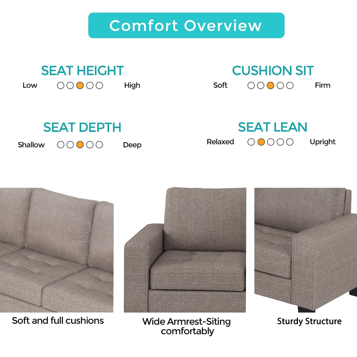OrisLux Sectional Lounge: Ultimate Space-Saving Sofa with Ottoman & Cup Holders