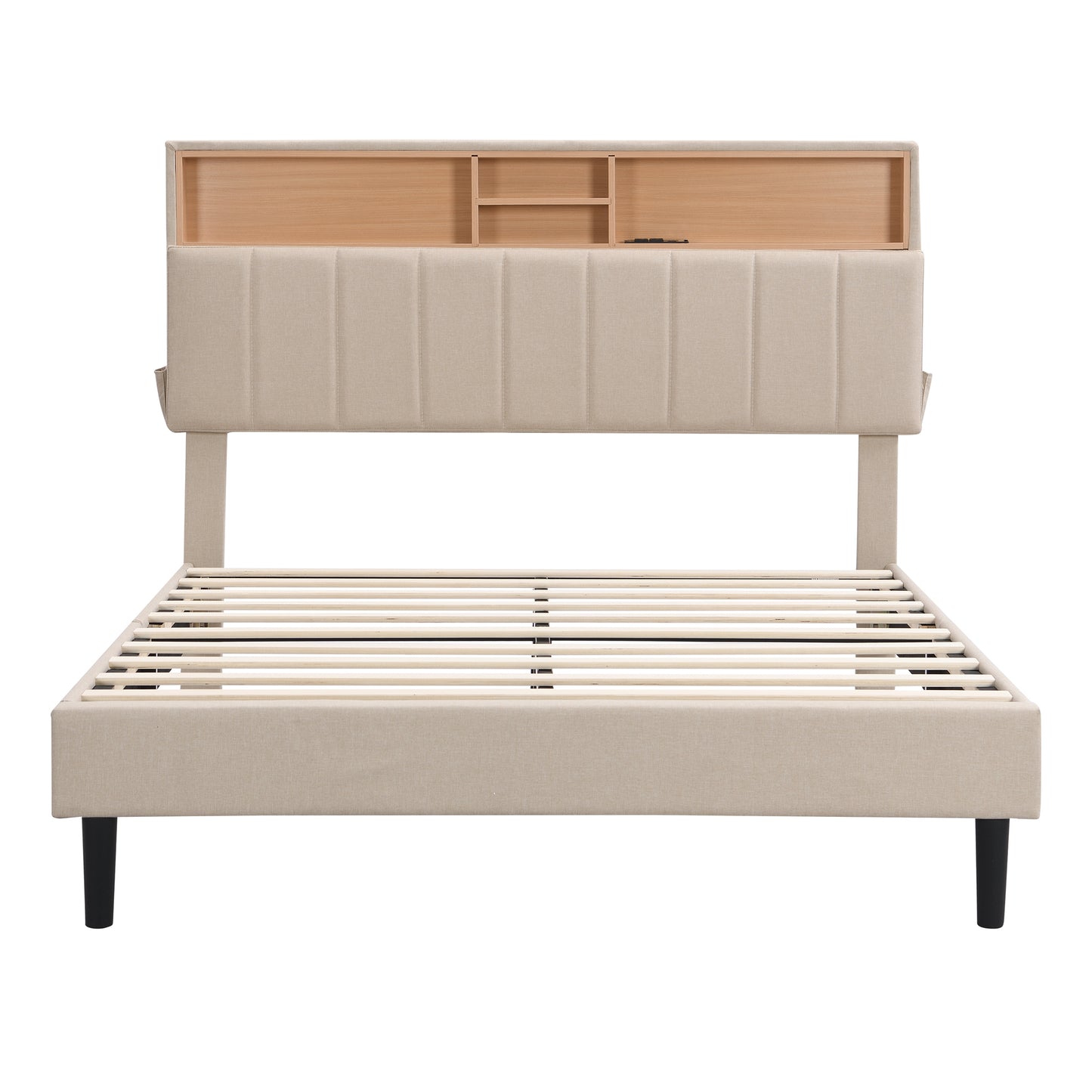 Alvin Full Size Platform Bed Frame - Beige