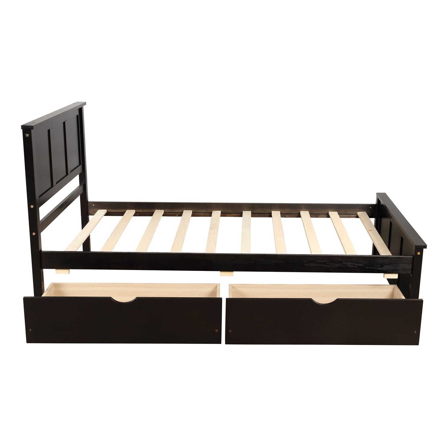Iso Twin Size Platform Bed with 2 under-bed drawers - Espresso