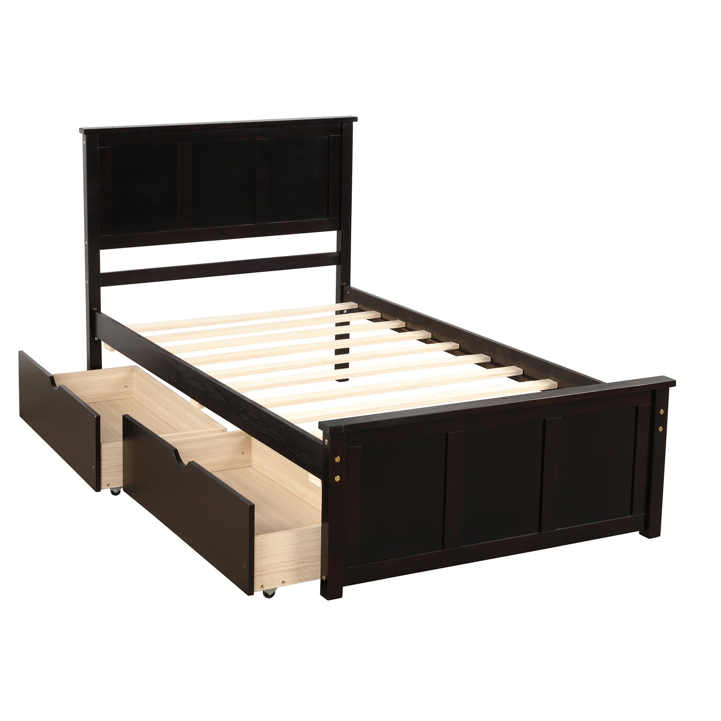 Iso Twin Size Platform Bed with 2 under-bed drawers - Espresso