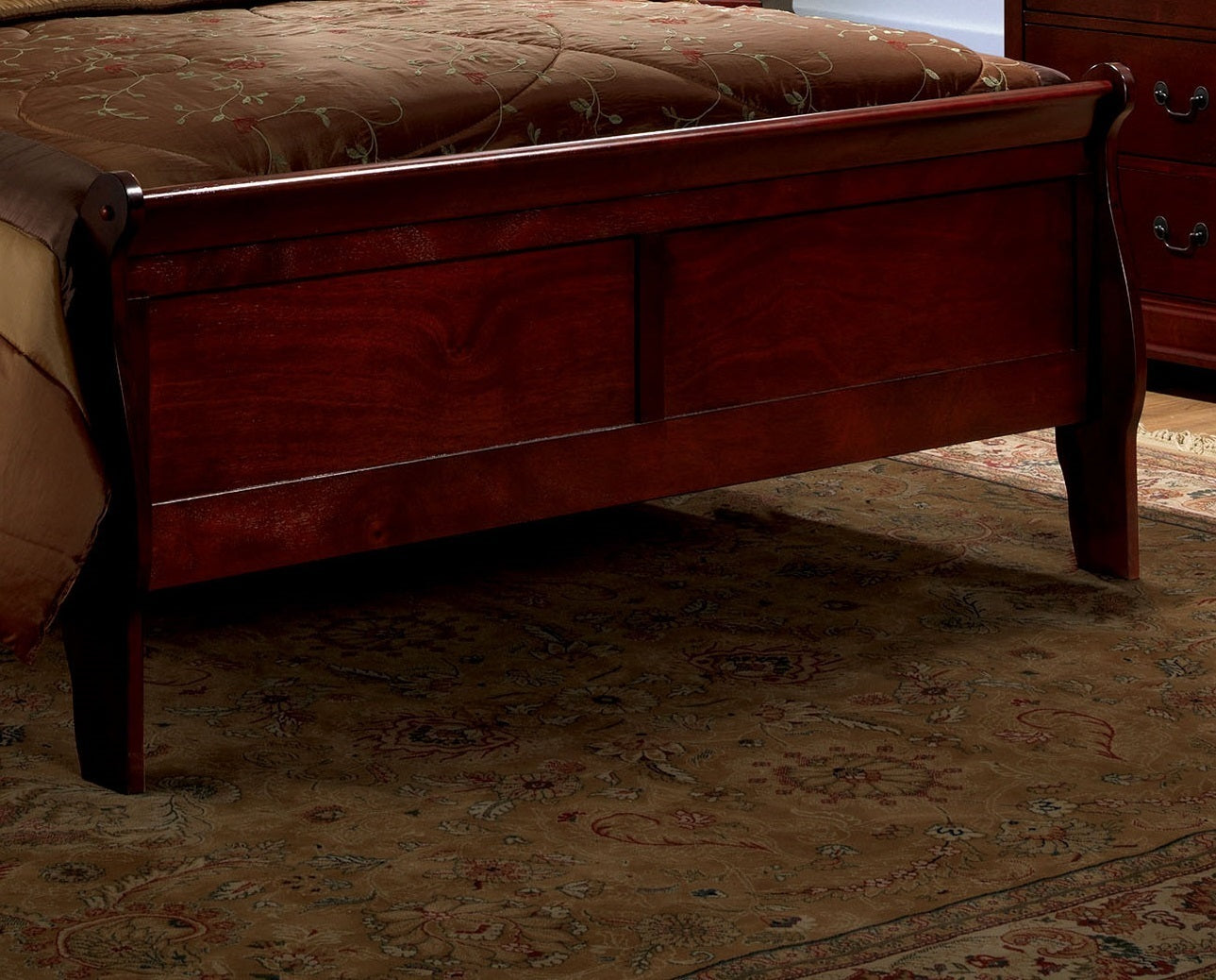 Louis Philippe Solid Wood Full Size Bed - Cherry