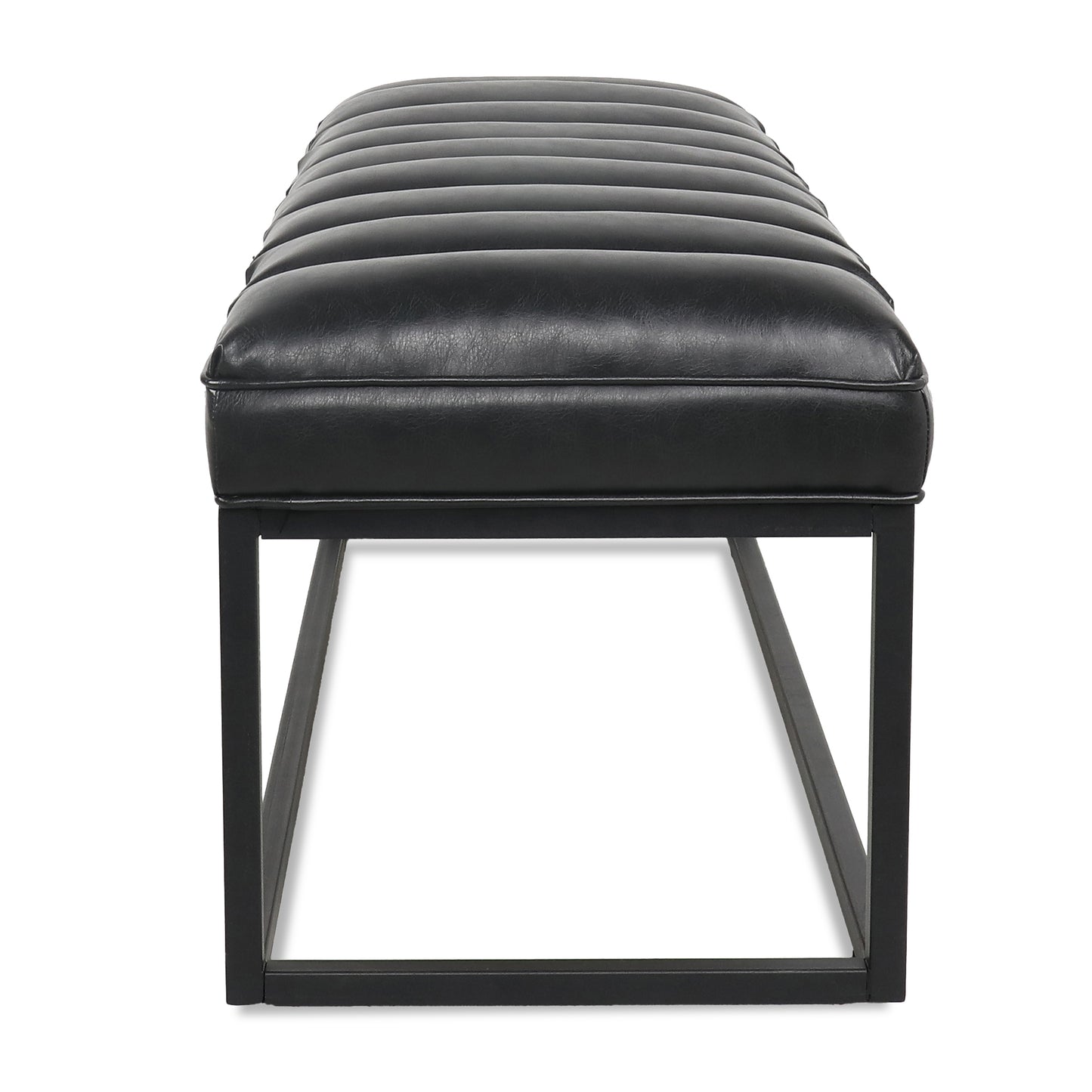 Metal Base Upholstered Bench - Black