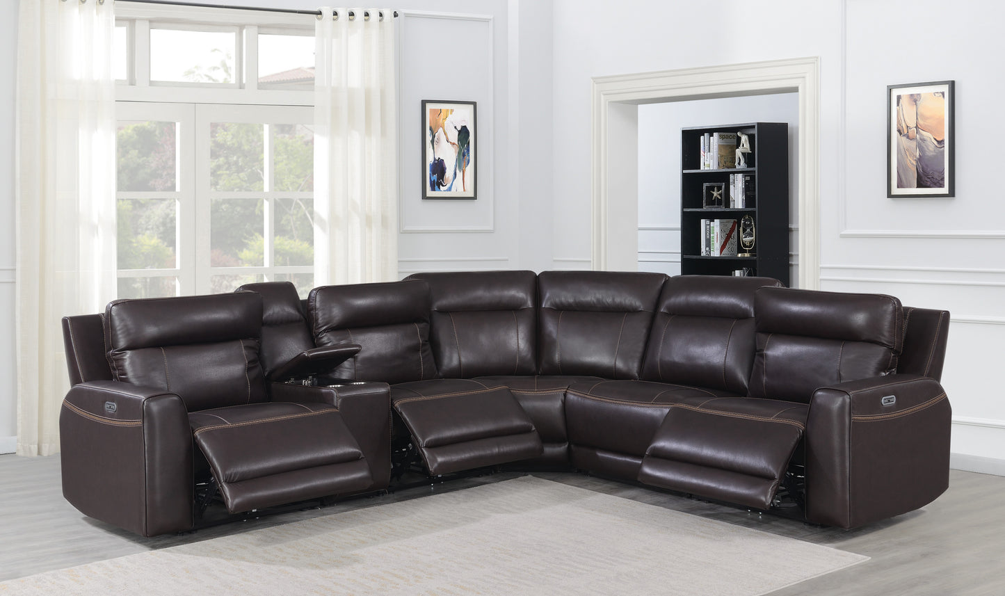 Anthony Dual Power Leather Sectional Sofa