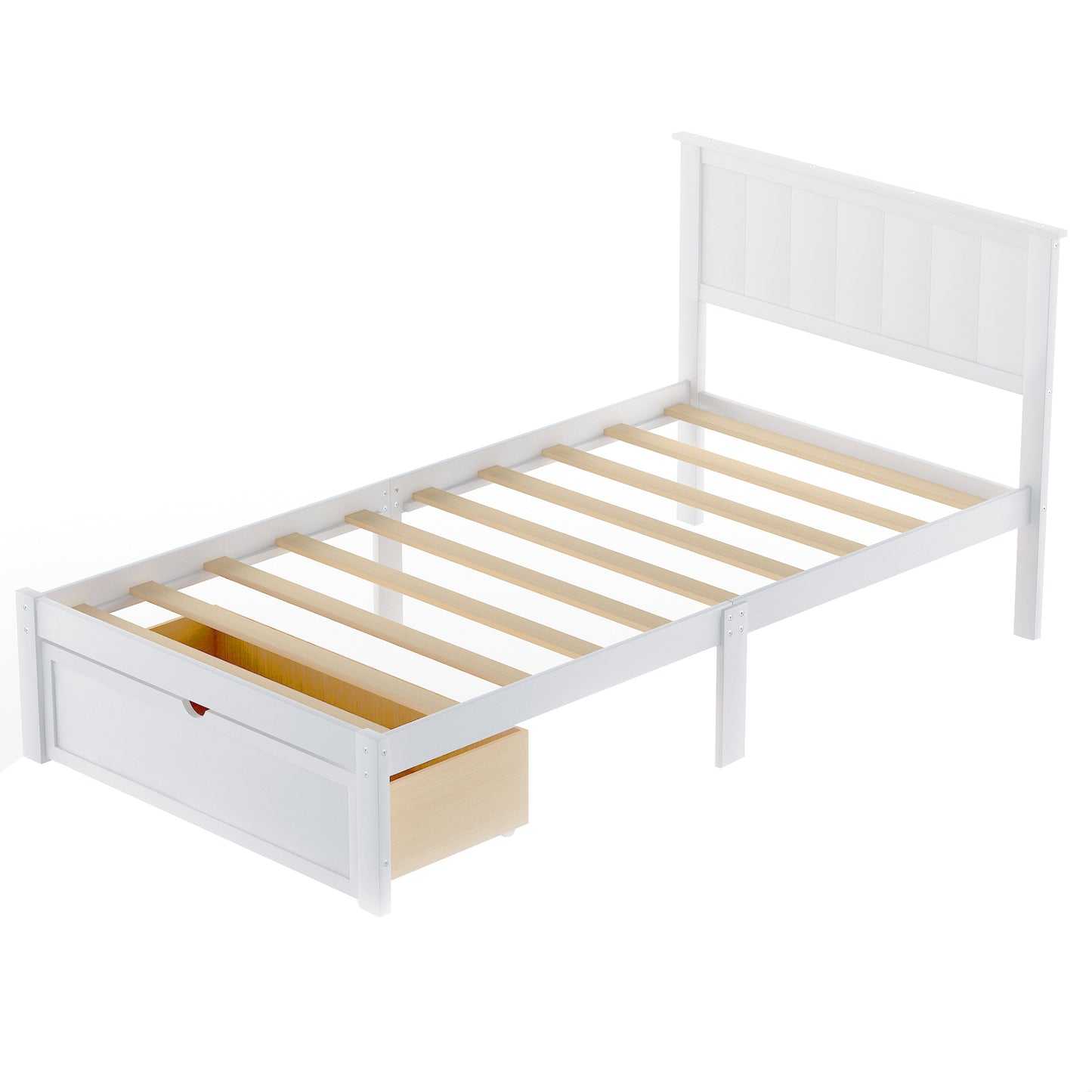 White Haven Twin Platform Bed with Storage Drawer