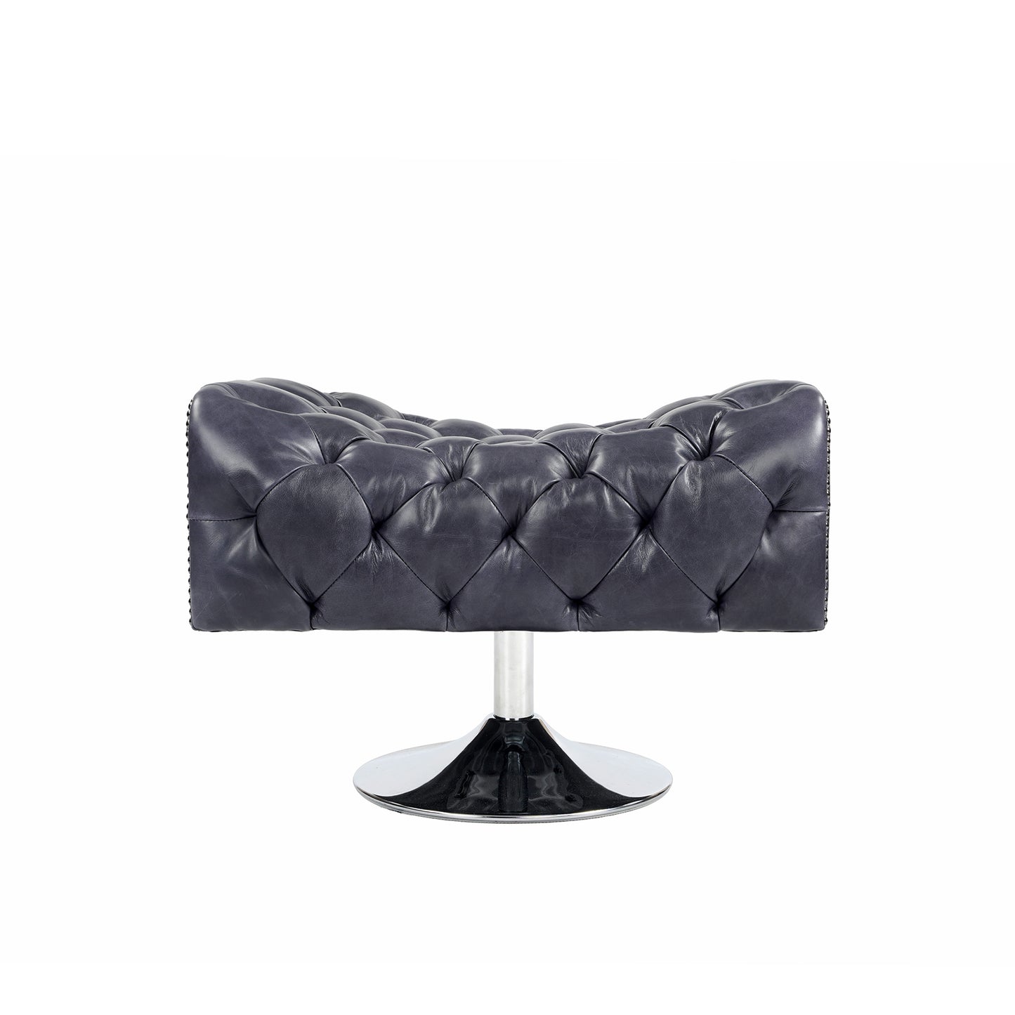 Lance Full Genuine Leather Swivel Ottoman