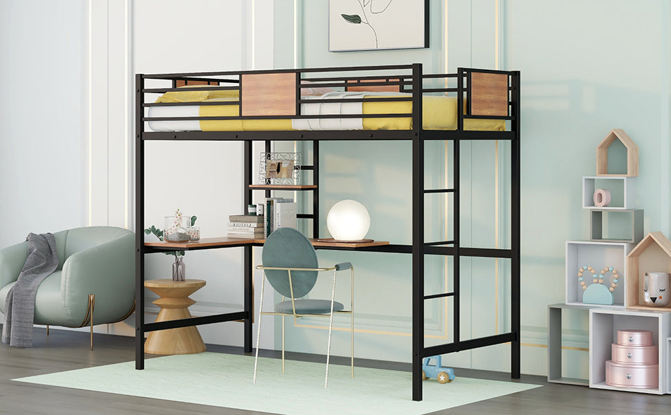 Venetian Vista Loft Bed With Desk -Black