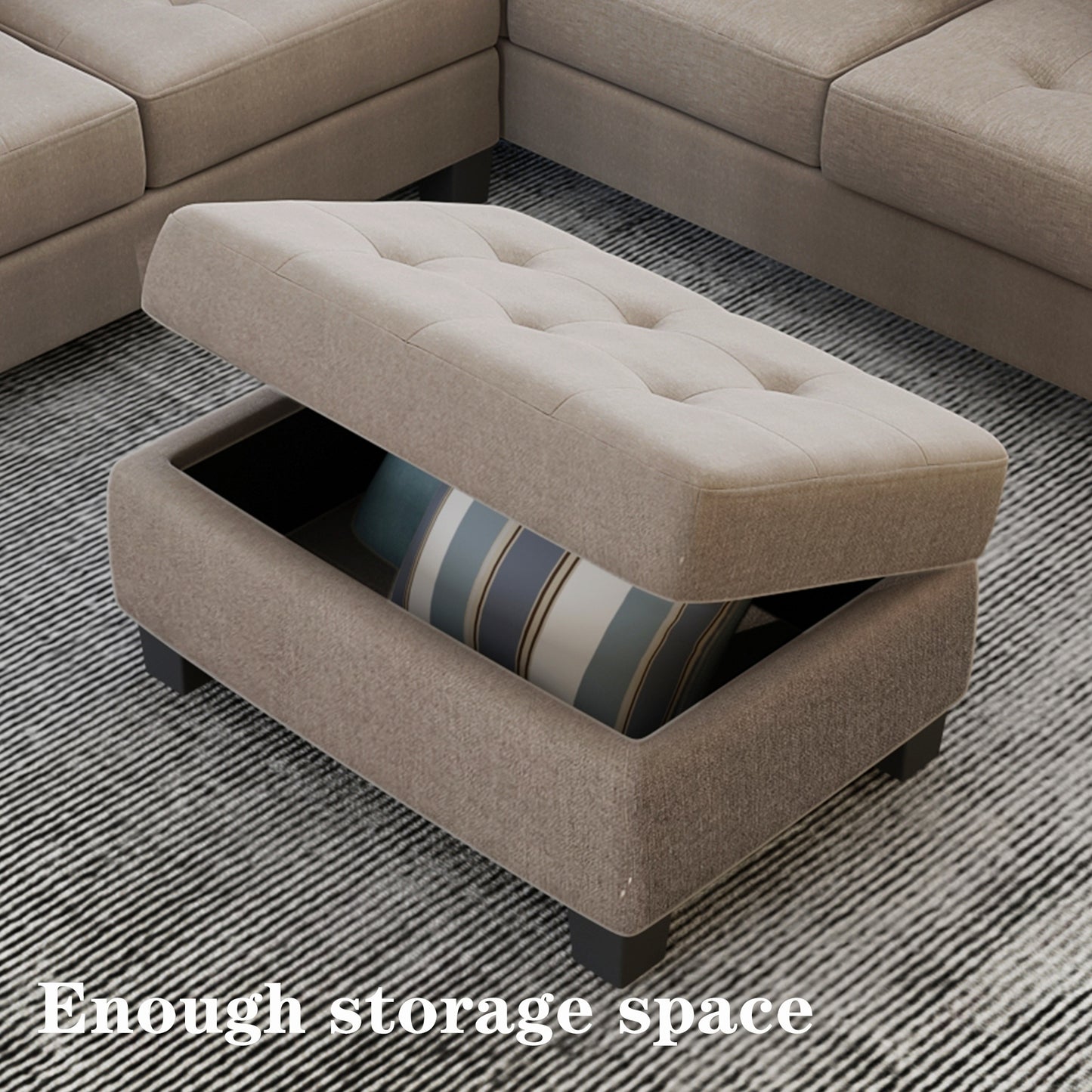 OrisLux Sectional Lounge: Ultimate Space-Saving Sofa with Ottoman & Cup Holders