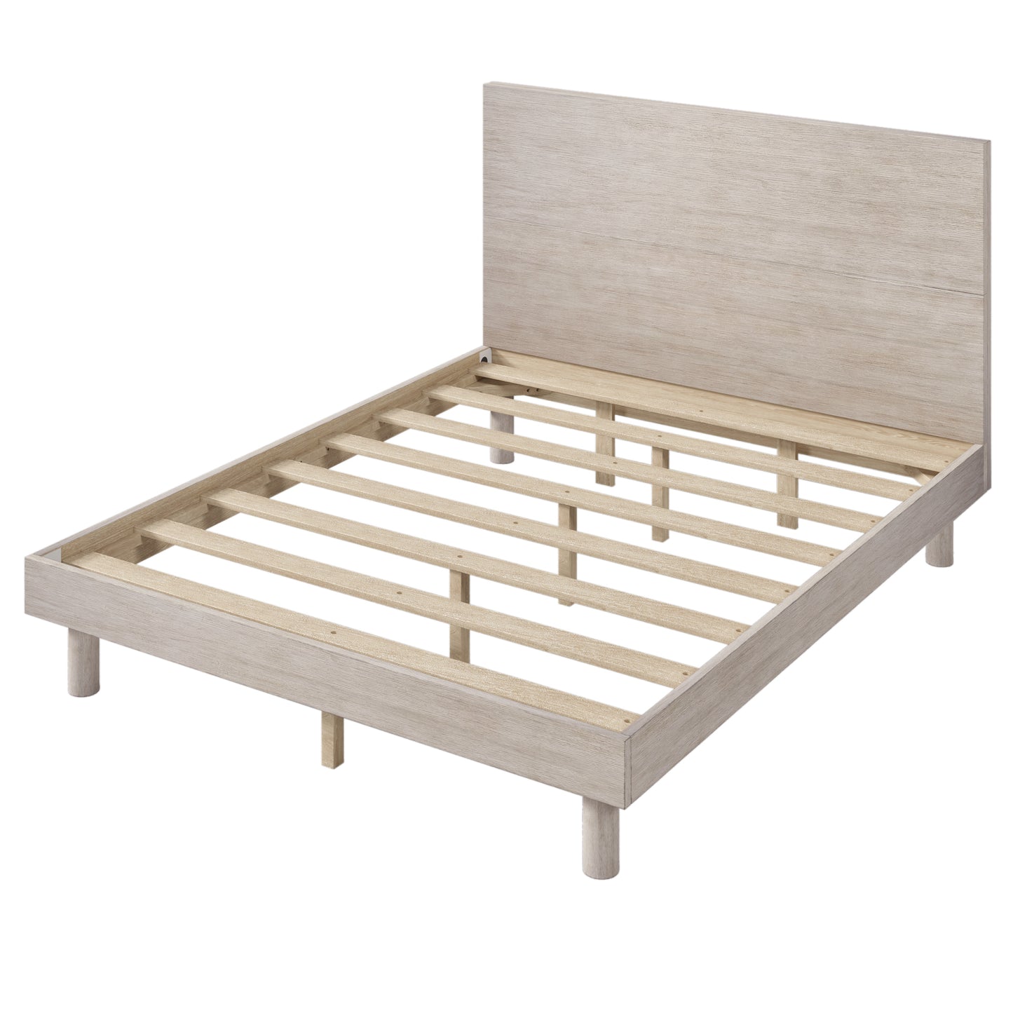 Stone Gray Queen Size Platform Bed Frame