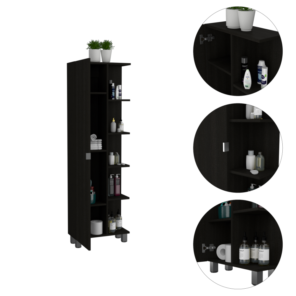 Urano Mirror Linen Cabinet -Black