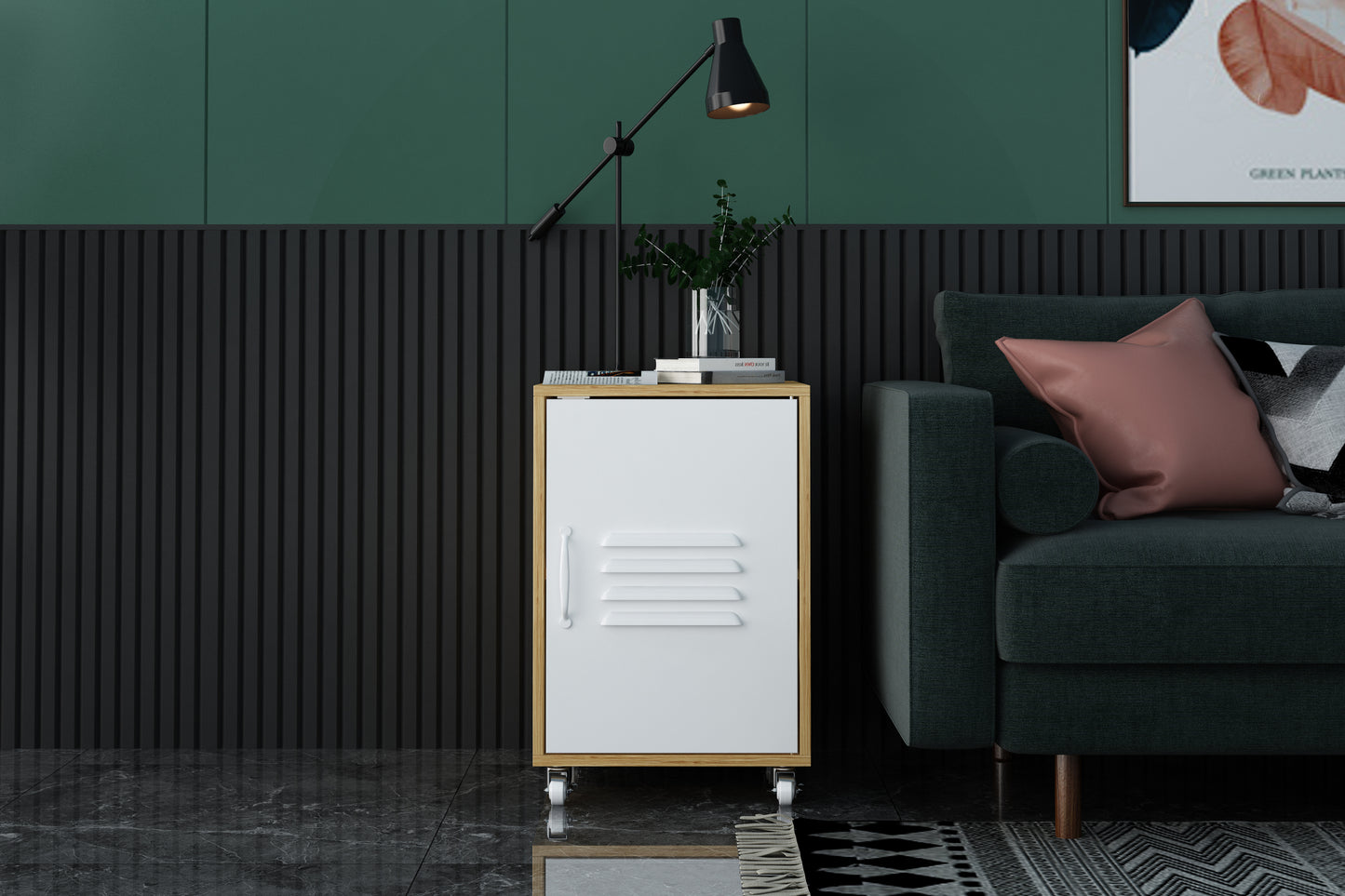 Urban Wheel Cabinet Contemporary Bedside Table
