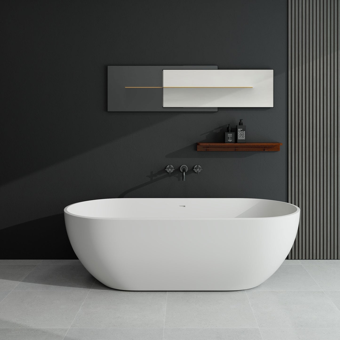 Gina 69" Solid Surface Freestanding Soaking Bathtub - Matte White