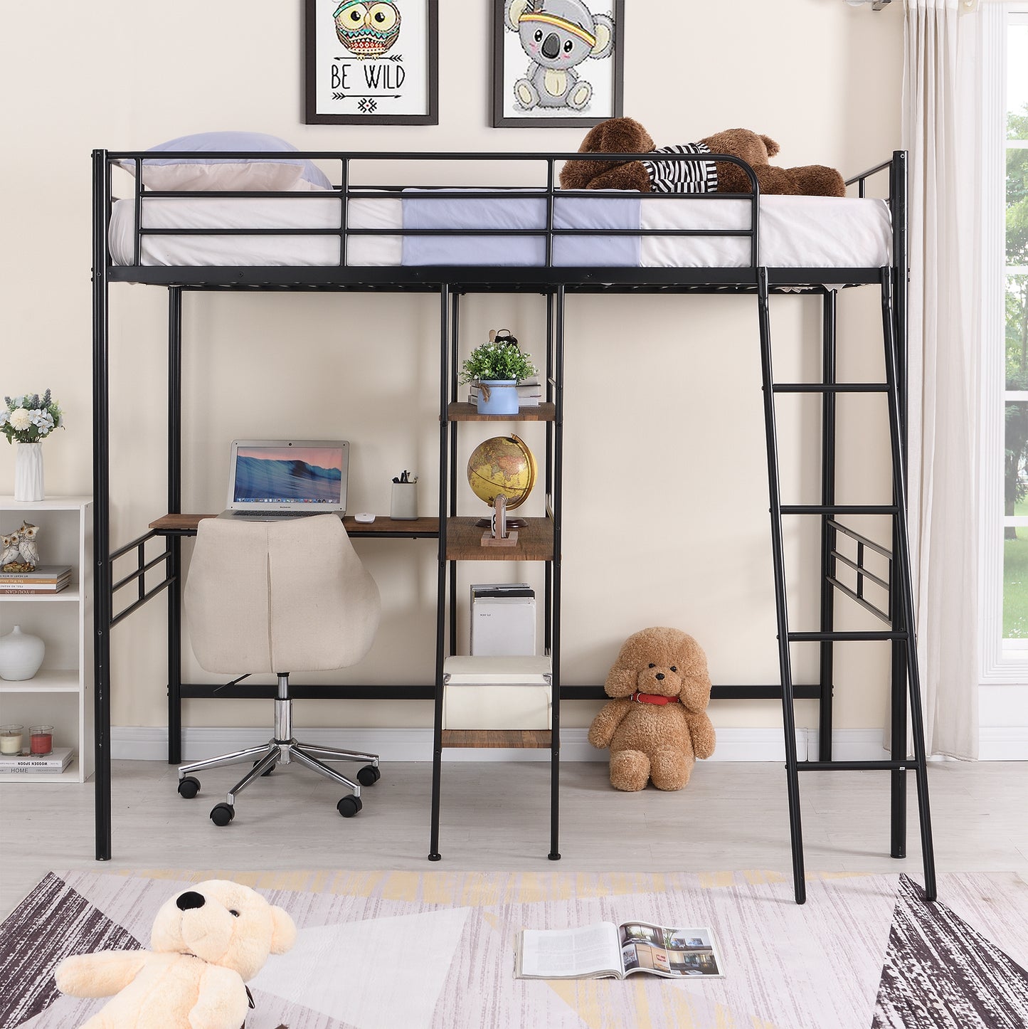 ElevateMax Twin Loft Bed with Desk and Shelves