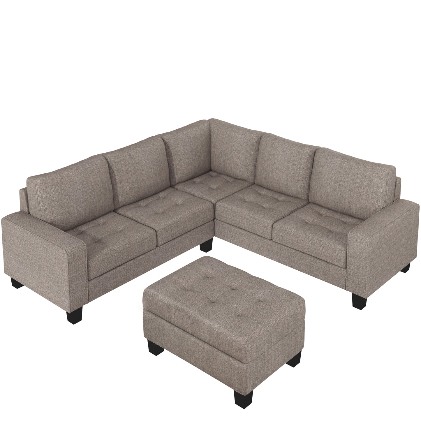 OrisLux Sectional Lounge: Ultimate Space-Saving Sofa with Ottoman & Cup Holders