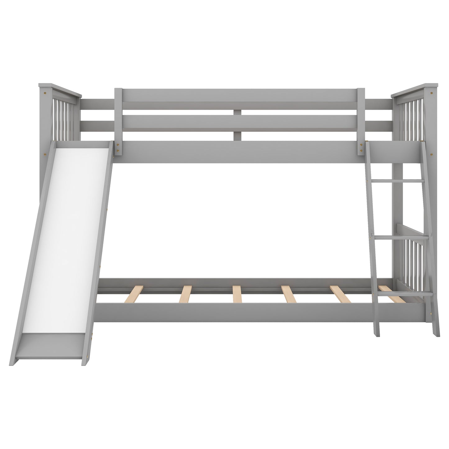 Slide and Climb Twin Bunk Bed, Gray