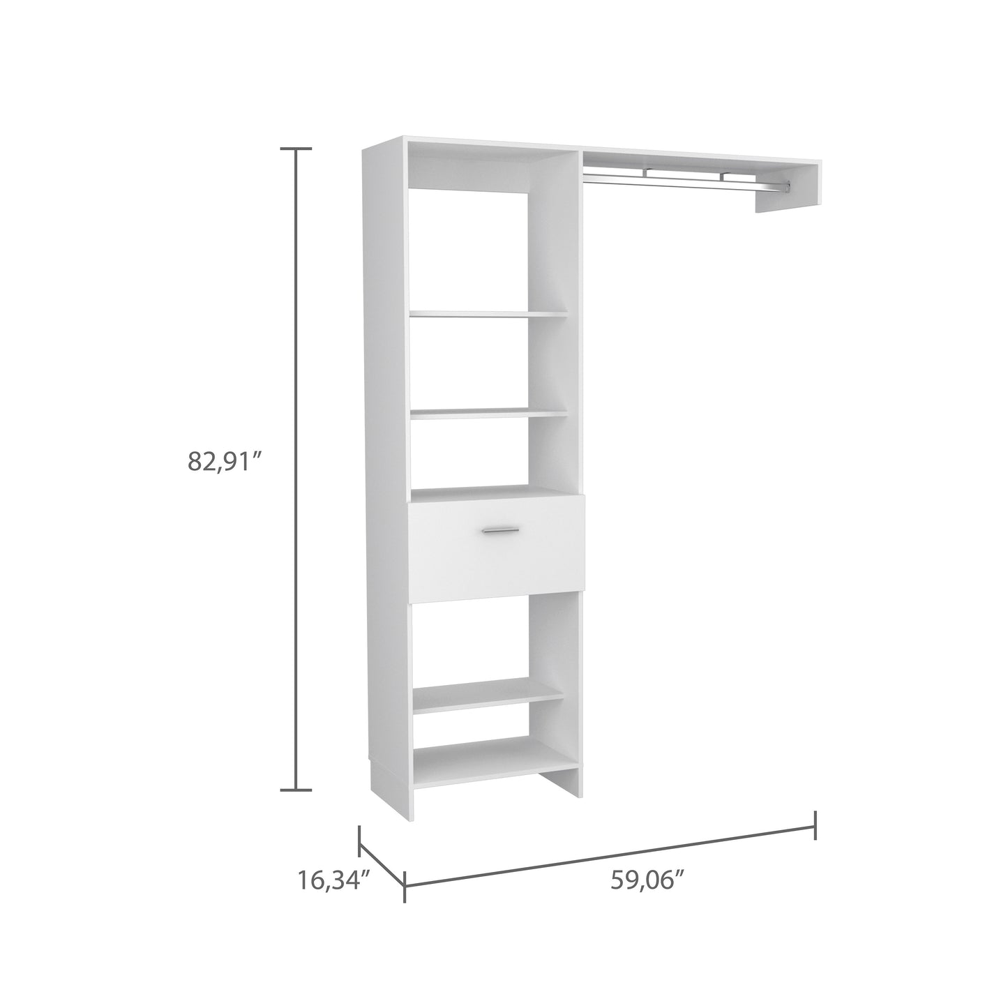 Nova Space 1-Drawer 4-Shelf Closet System - White