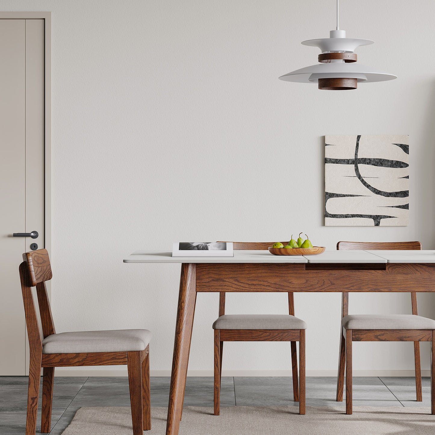 Elegant Oakwood Slate Dining Table