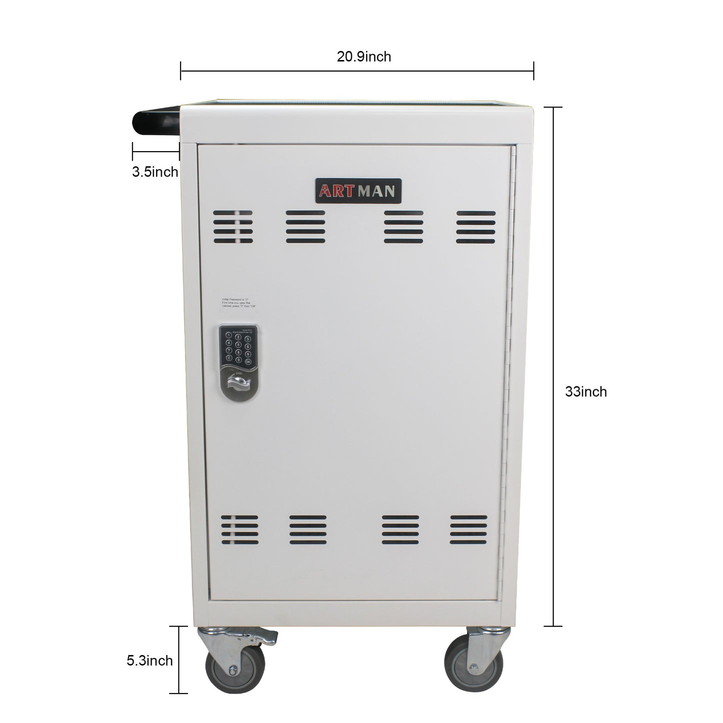 Mobile Charging Cart and Cabinet With Combination Lock - White