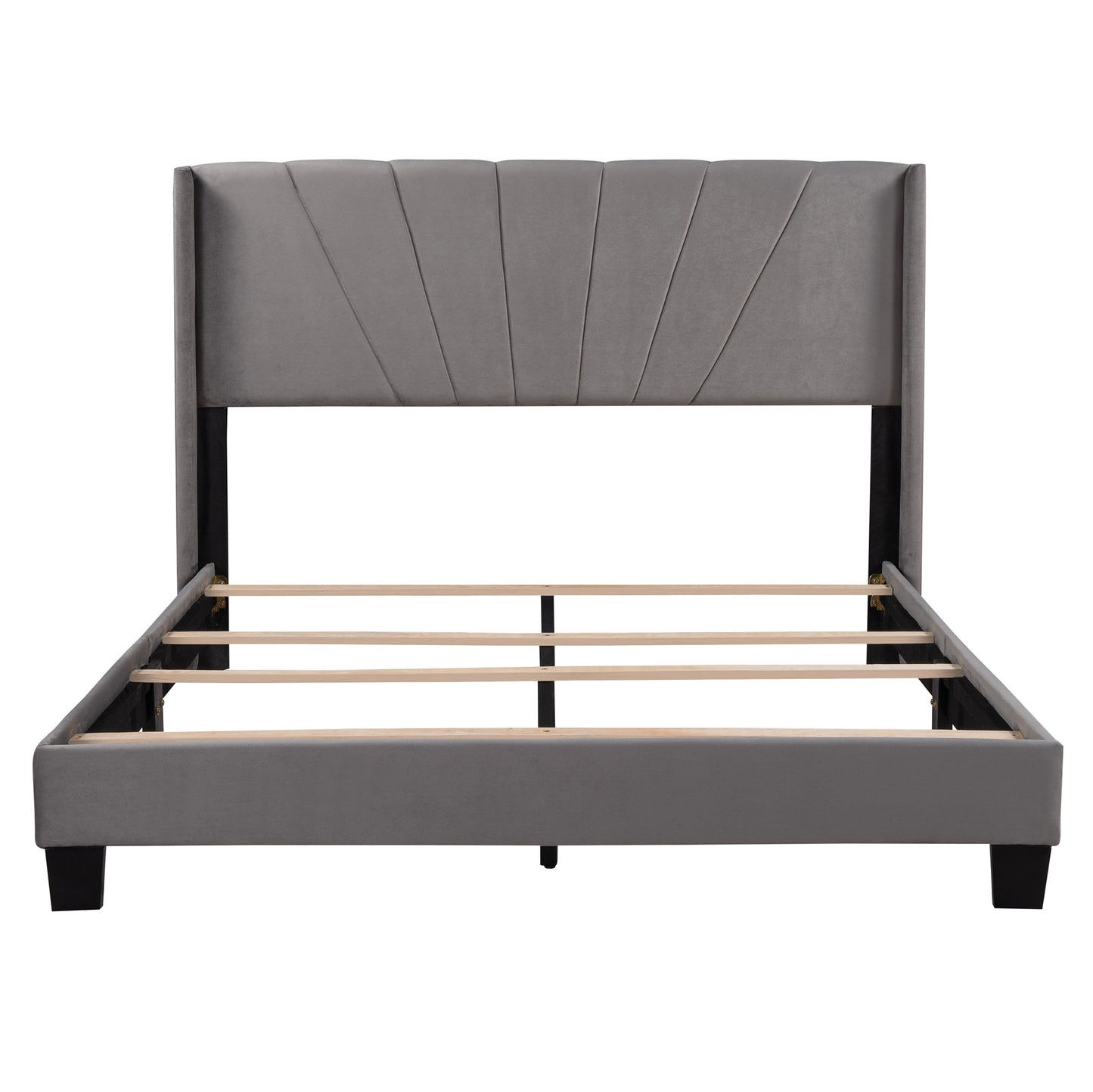 Royal Comfort Queen Size Velvet Upholstered Platform Bed - Gray