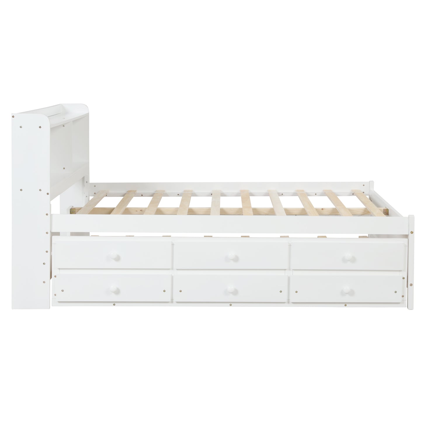 White Haven Full Bed with Bookcase, Twin Trundle, and Drawers