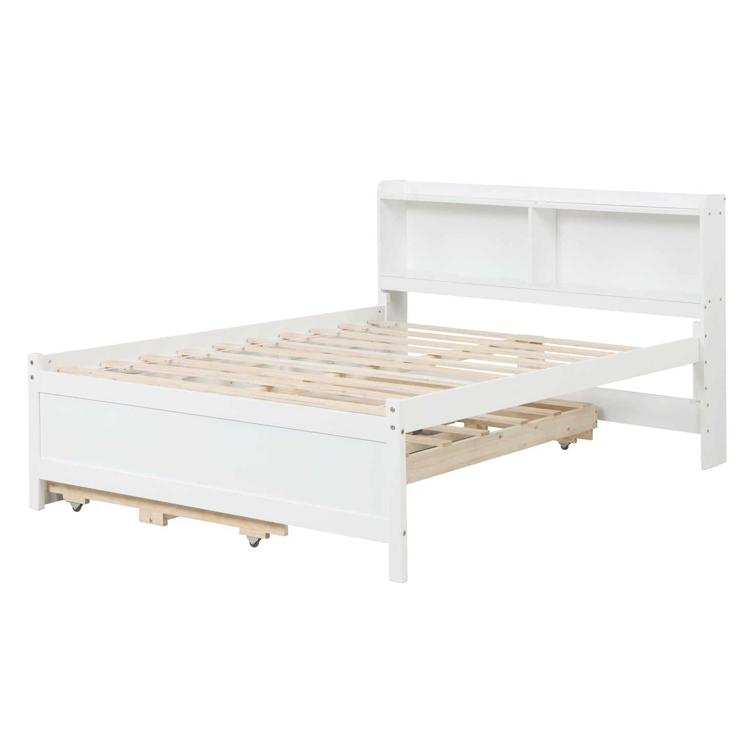 White Haven Full Bed with Bookcase, Twin Trundle, and Drawers