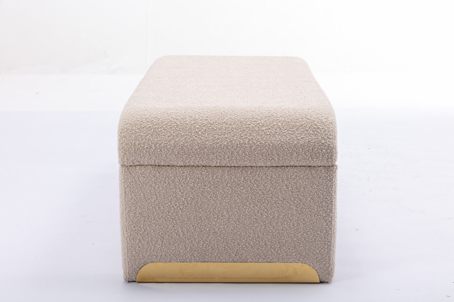 Boucle Fabric Ottoman - Beige